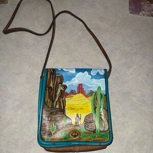 Hand-Painted Landscape Crossbody Bag